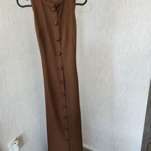 Brown Button-Down Maxi Dress